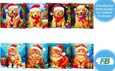 F4B 8-Delige Kerstkaarten (2) Diamond Painting 15x15cm | Ronde Steentjes | Met Enveloppen | Kerstmis | Katten | Honden | Kat | Hond | Kerstboom | Kaartenset | Cards | Merry Christmas | Kinderen | Pakket Volwassenen en Kinderen