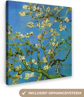Vincent van Gogh - Amandelbloesem - Canvas - Blauw - Vincent - Kunst - 90x90 cm - Muurdecoratie