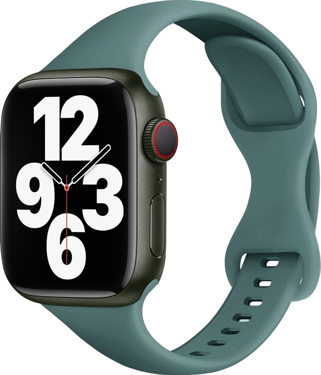 Mobigear Sport Slim Siliconen Watch bandje geschikt voor Apple Watch Bandje Druksluiting - 41/40/38 mm - Groen