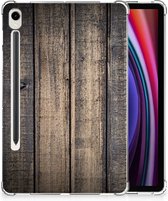 Silicone Back Case Geschikt voor Samsung Galaxy Tab S9 Tablet Hoes Steigerhout met doorzichte zijkanten