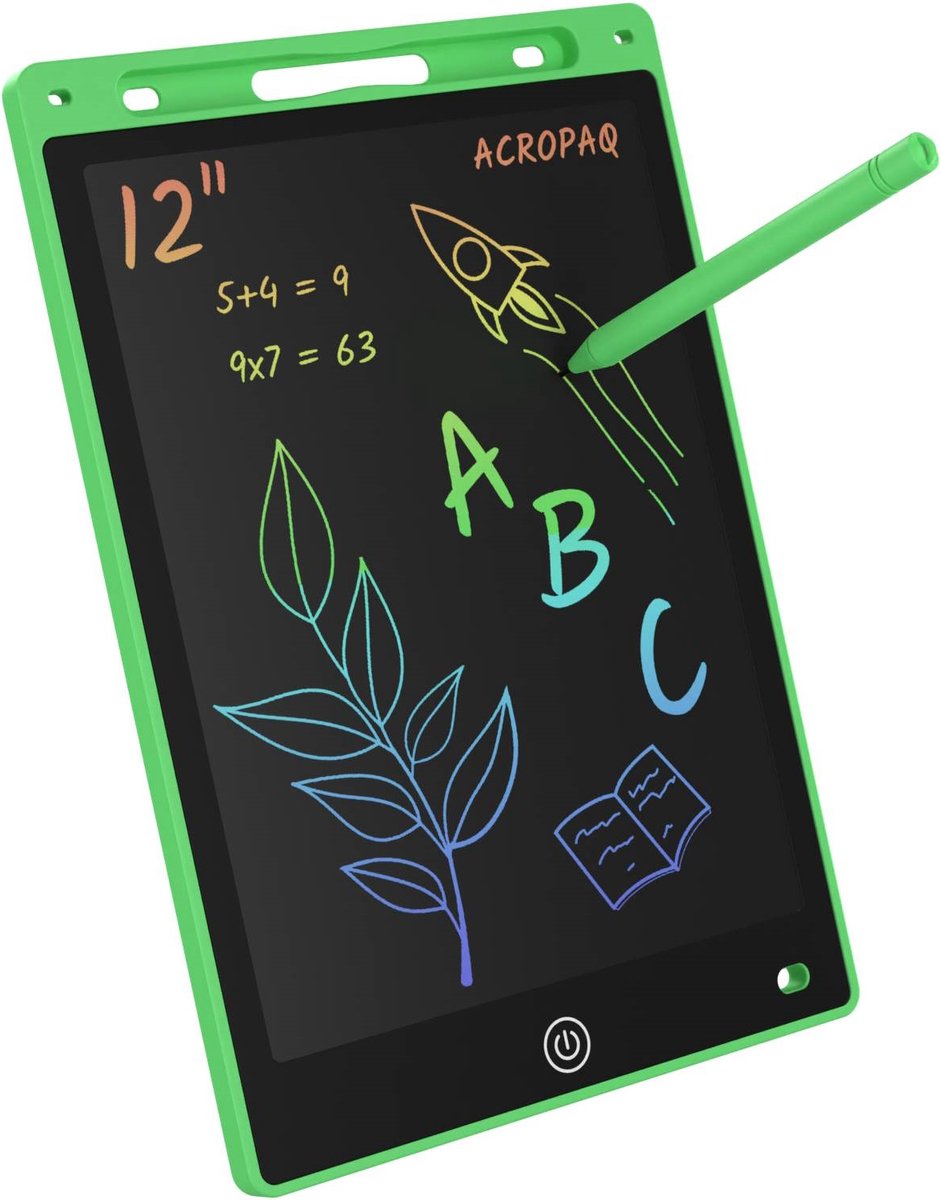 Tekentablet kinderen - 12 inch, Groen met kleurenscherm - Drawing tablet, Grafische tablet, LCD tekentablet - ACROPAQ