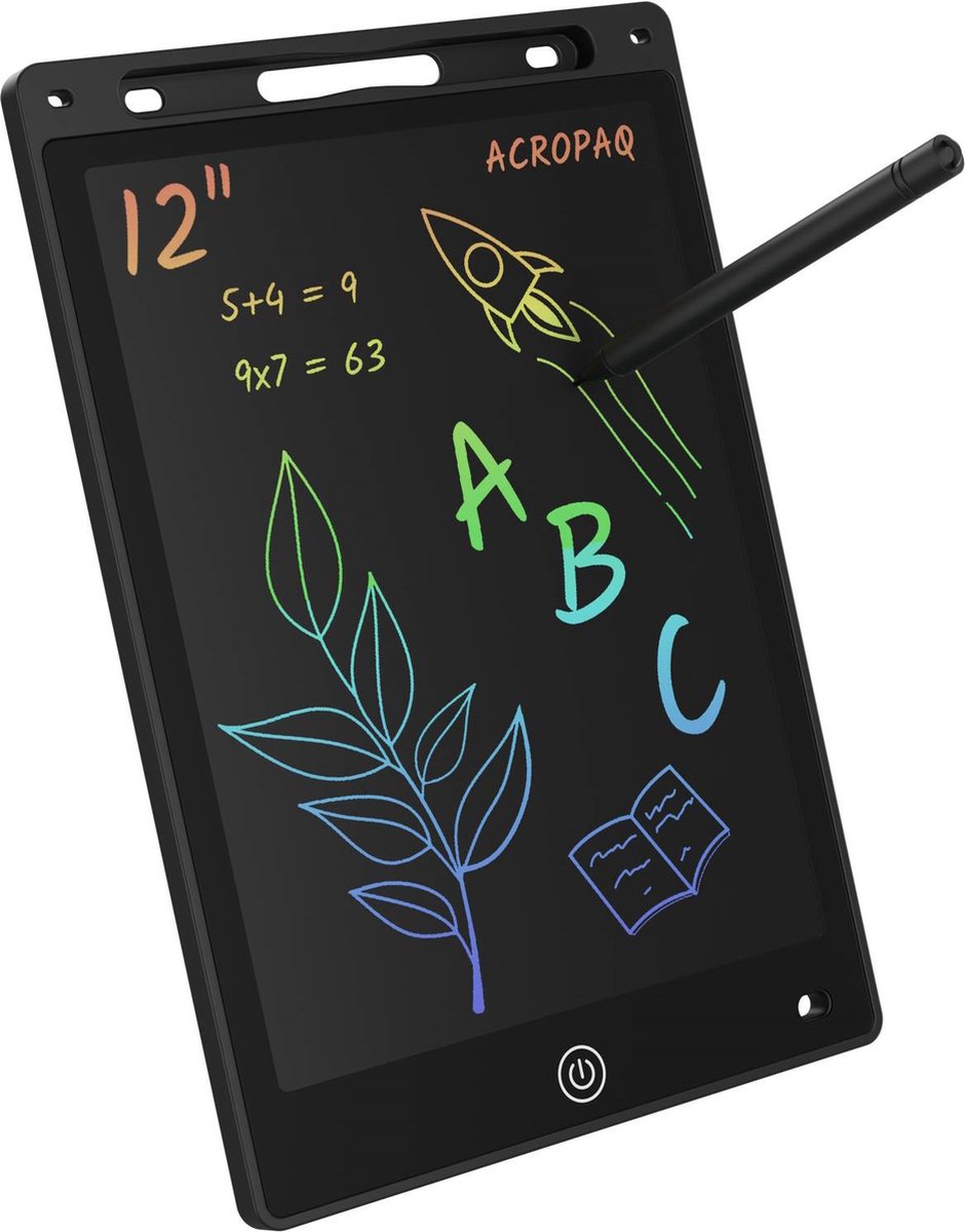 Tekentablet kinderen - 12 inch, Zwart met kleurenscherm - Drawing tablet, Grafische tablet, LCD tekentablet - ACROPAQ