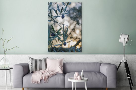 Olives dans un olivier 90x140 cm - Tirage photo sur toile (Décoration murale salon / chambre)