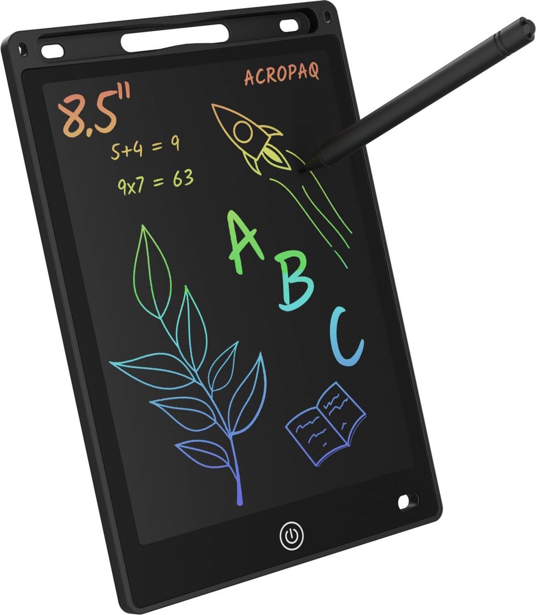 Tekentablet kinderen - 8,5 inch, Zwart met kleurenscherm - Drawing tablet, Grafische tablet, LCD tekentablet - ACROPAQ