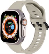 Mobigear - Watch bandje geschikt voor Apple Watch Series 8 (45mm) Bandje Flexibel Siliconen Gespsluiting | Mobigear Sport - Grijs