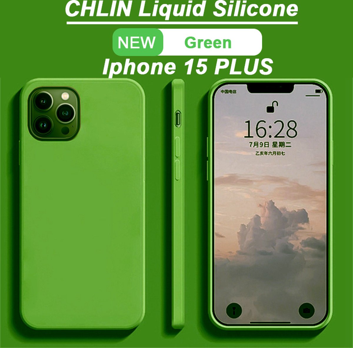 CL CHLIN® Premium Siliconen Case Iphone 15 Plus Groen - Iphone 15 Plus hoesje - Iphone 15 Plus case - Iphone 15 Plus hoes - Silicone hoesje - Iphone 15 Plus protection - Iphone 15 Plus protector.