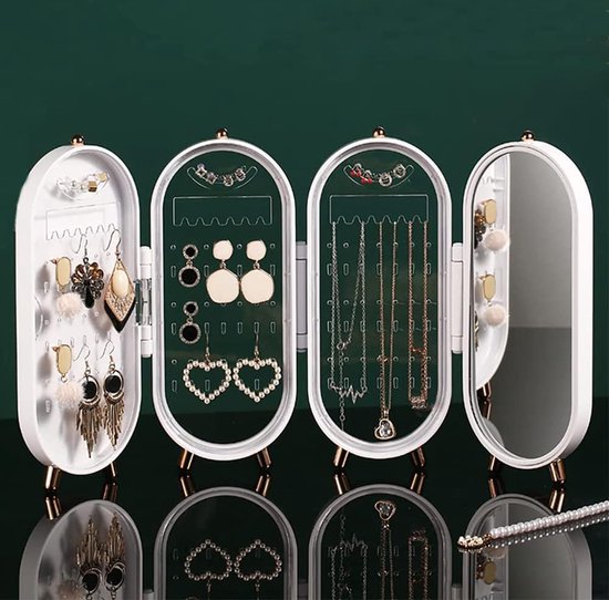 Gearific Ketting houder, ketting organizer met 24 rotatie haken, heldere sieraden organisator display houder met fluwelen lade voor ringen oorbellen (helder
