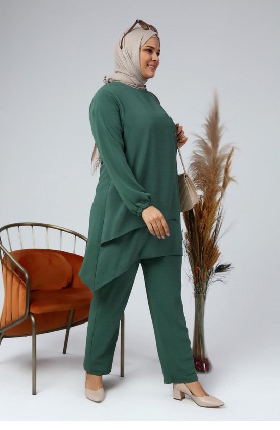 Loungewear Combi 2-delig broek en tuniek | Kaki Groen