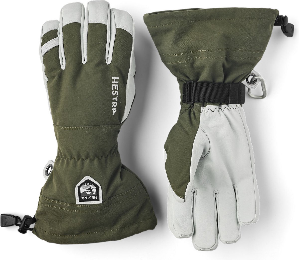 Hestra Army Leather Heli Ski - 5 finger -8 - Olive - Wintersport - Wintersportkleding - Handschoenen