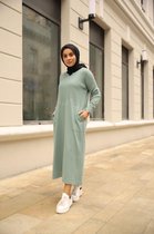 Robe pull tunique longue hijab | couleur menthe