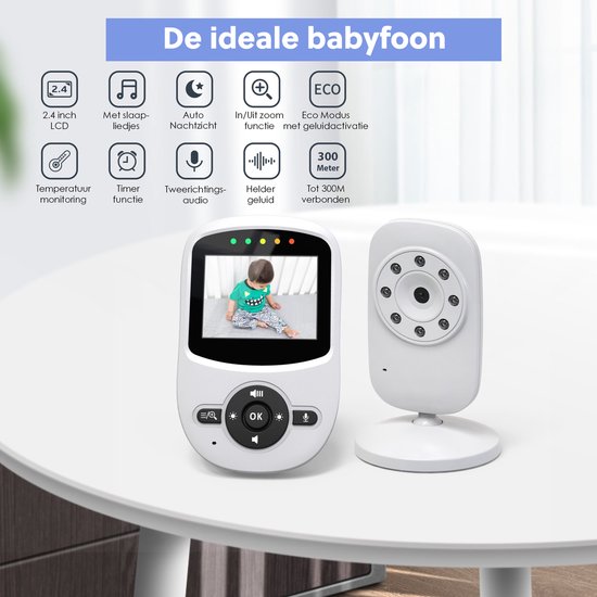 OOTDAY Intelligente babybewakingscamera, babyfoon, nachtzicht, twee-weg audio, 25,4 meter lang bereik, video-beveiligingscamera, ideaal voor baby's