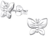 Joy|S - Zilveren vlinder oorbellen - 9 x 8 mm - zilver - oorknoppen