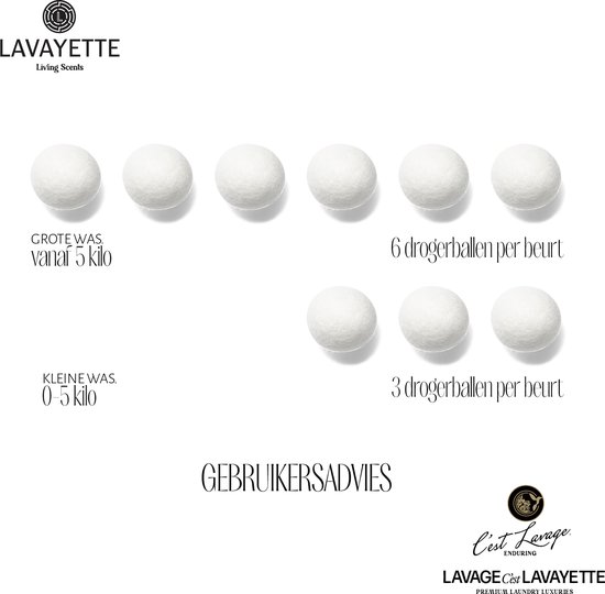 Boules de séchage Lavayette XL - Boules de séchage - Boules de séchage - Boule de lavage - 100 % laine de mouton de Nouvelle-Zélande - Respectueux de Environnement- et des animaux - 6 pièces