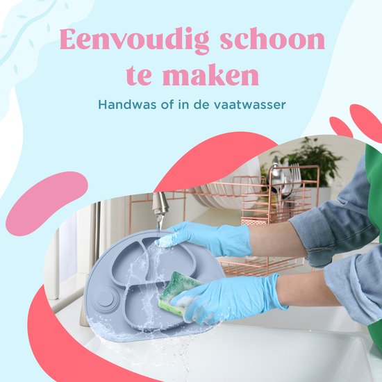 Nevi Kunststof Placemats - Kinderbestek Kinderservies Baby servies- Kinderbord - Placemat kinderen - Bord met zuignappen Hemelblauw van Nevi — afbeelding 3