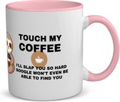 Akyol - koffie mok koffiemok - theemok - roze - Koffie - koffieliefhebber cadeau - leuke cadeau - grappige mok met opdruk - coffee gift - verslaafd aan koffie - collega cadeau - 350 ML inhoud