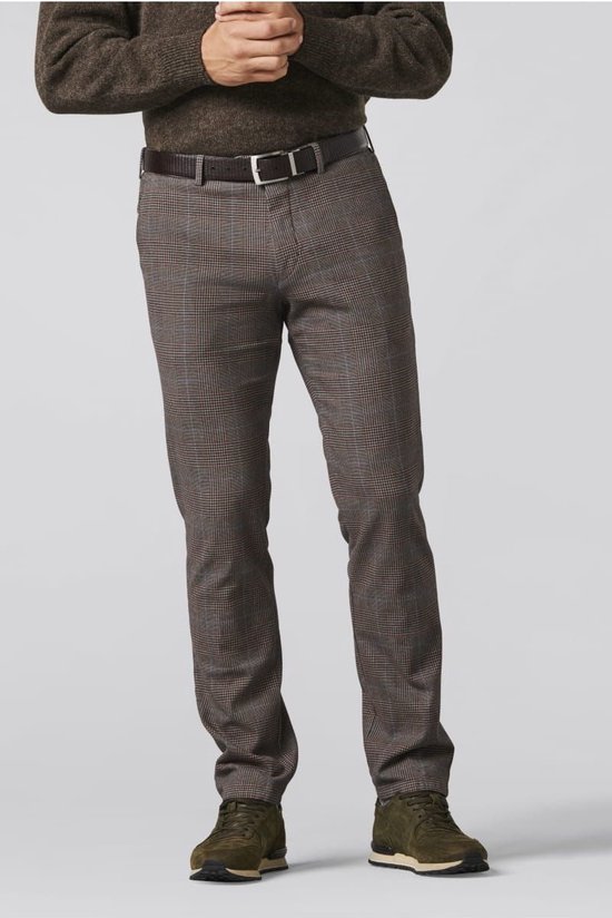 Meyer - Chino Bonn Checked Brown - Homme - Taille 27 - Coupe moderne