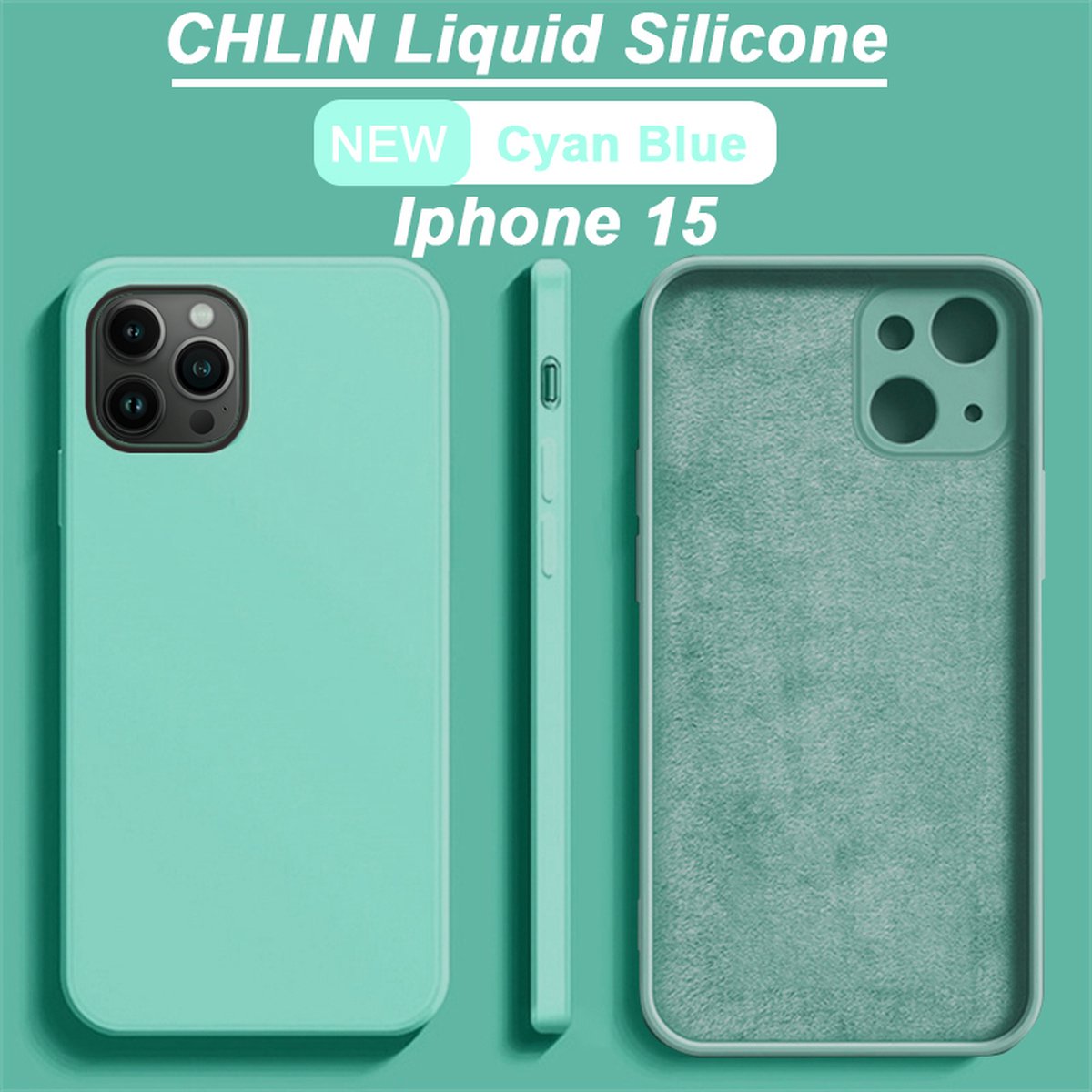 CL CHLIN® Premium Siliconen Case Iphone 15 Blauw - Iphone 15 hoesje - Iphone 15 case - Iphone 15 hoes - Silicone hoesje - Iphone 15 protection - Iphone 15 protector