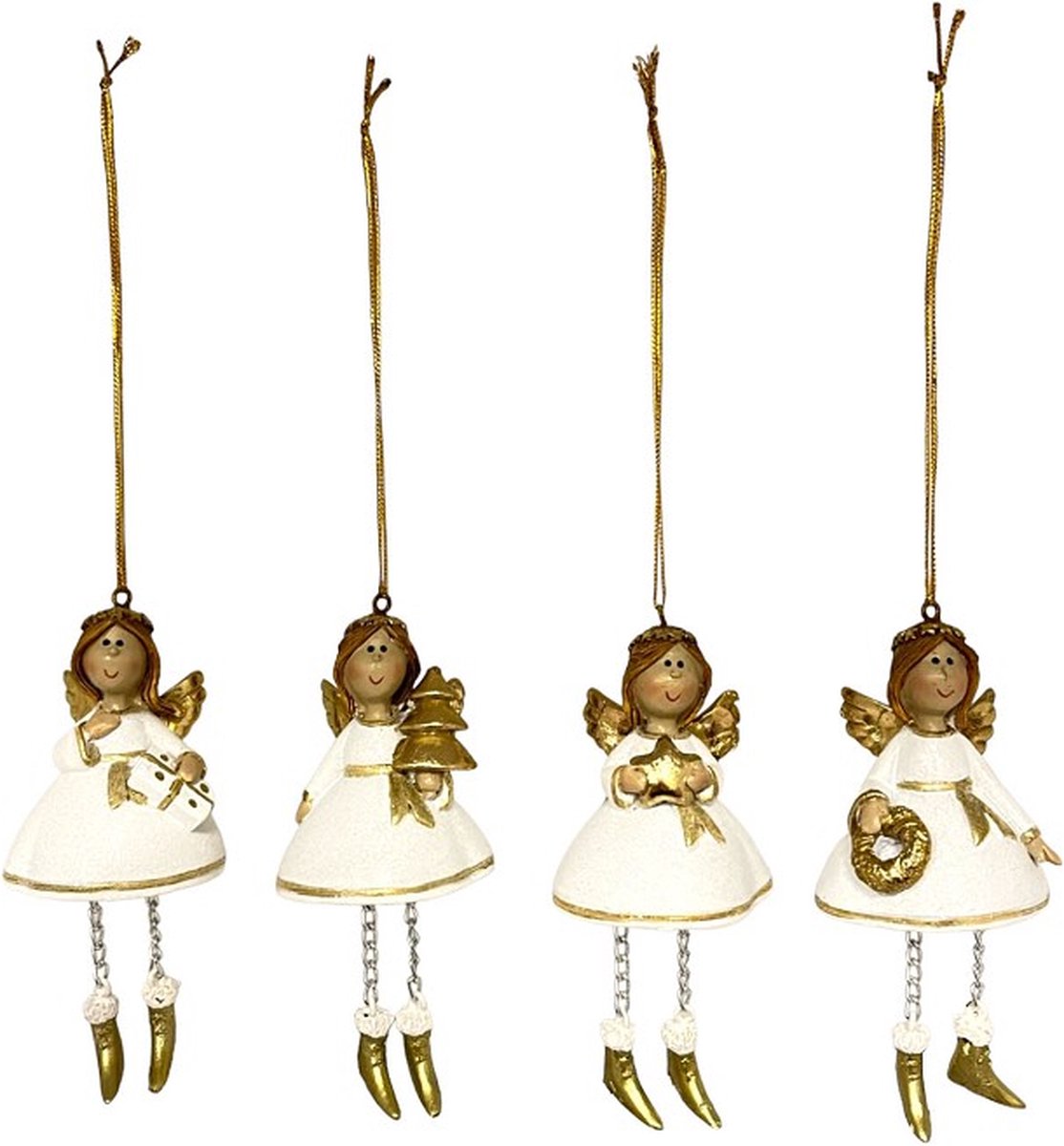 Home Society - Set/4 - Ornament Angel Dulce - Wit/Goud