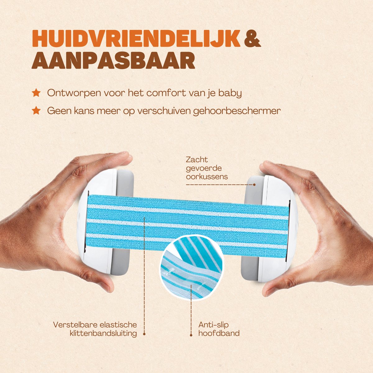 Vulpes Goods® BabyCare - Gehoorbescherming Kinderen PRO - Gecertificeerde Baby Oorkappen - Geschikt voor Baby en Peuter tot 36 maanden - 25 dB Geluidsreductie voor maximale Gehoorbescherming - Incl. 3 hoofdbanden & reistas – foto 4
