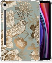 Siliconen Hoesje geschikt voor Geschikt voor Samsung Galaxy Tab S9 Vintage Bird Flowers