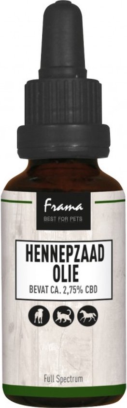 Frama Hennepzaad Olie voor honden en katten bevat 2,75% CBD 30ml