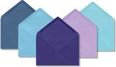 50x Gekleurde envelop - Mix Blauw - 10x5 - 90 grams - 120 x 176mm