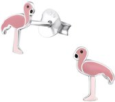 Joie|S - Boucles d'oreilles oiseau rose argent - 7 x 8 mm - flamant rose - boucles d'oreilles puces pour enfant