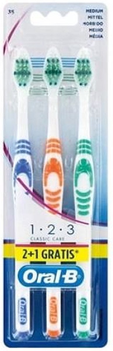 Oral-B Tandenborstel – Classic 123 Medium 3 Stuks