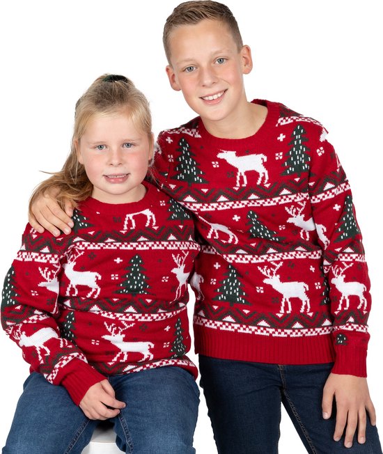 Pull de Noël Enfants - Garçons & Filles - Pull de Noël « Cosy Noël Red » - Taille 158-164