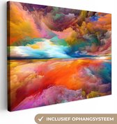 Canvas - Olieverf - Schilderij - Wolken - Regenboog - Abstract - 80x60 cm - Schilderijen op canvas - Muurdecoratie
