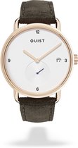 QUIST - Lott dameshorloge - bruin suede - goud - zilverwit - 36mm