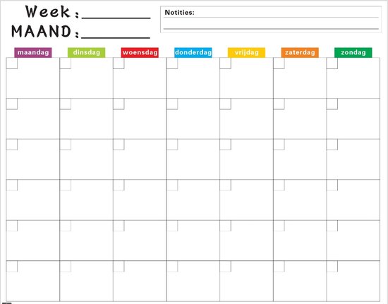 Foto: Magnetische weekplanner whiteboard koelkast groot formaat 50 bij 40 cm weekplanner magnetisch familieplanner whiteboard school planbord inclusief marker wisser magneten