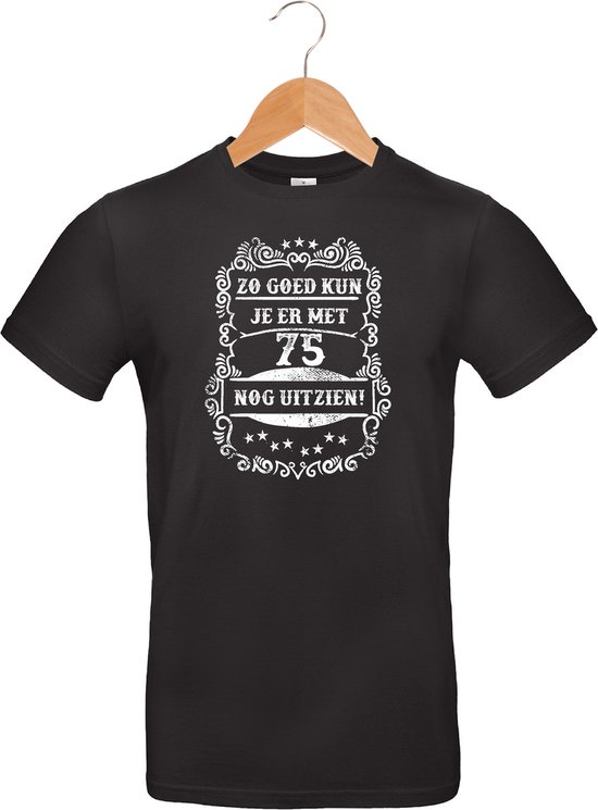 Zo goed met - 75 jaar - T-Shirt Classic - 100% katoen - leeftijd - geboortejaar - verjaardag en feest - cadeau - kado - unisex - zwart - maat XXL