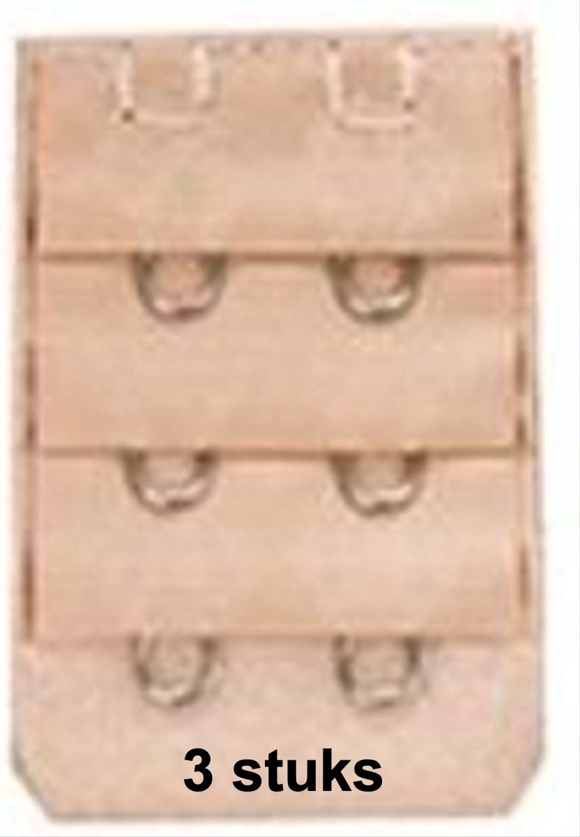 CHPN - BH verlengen - BH verlengstukje - BH band verlengen - Beige - 2 haaks - Elastisch - Universeel - BH - BH accessoire - Te strakke BH - 3 stuks