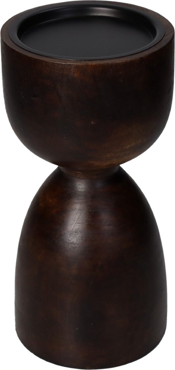 Kandelaar hout bruin 10x10x20 cm HD Collection