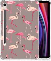 Cover Geschikt voor Samsung Galaxy Tab S9 Back Case Flamingo met transparant zijkanten