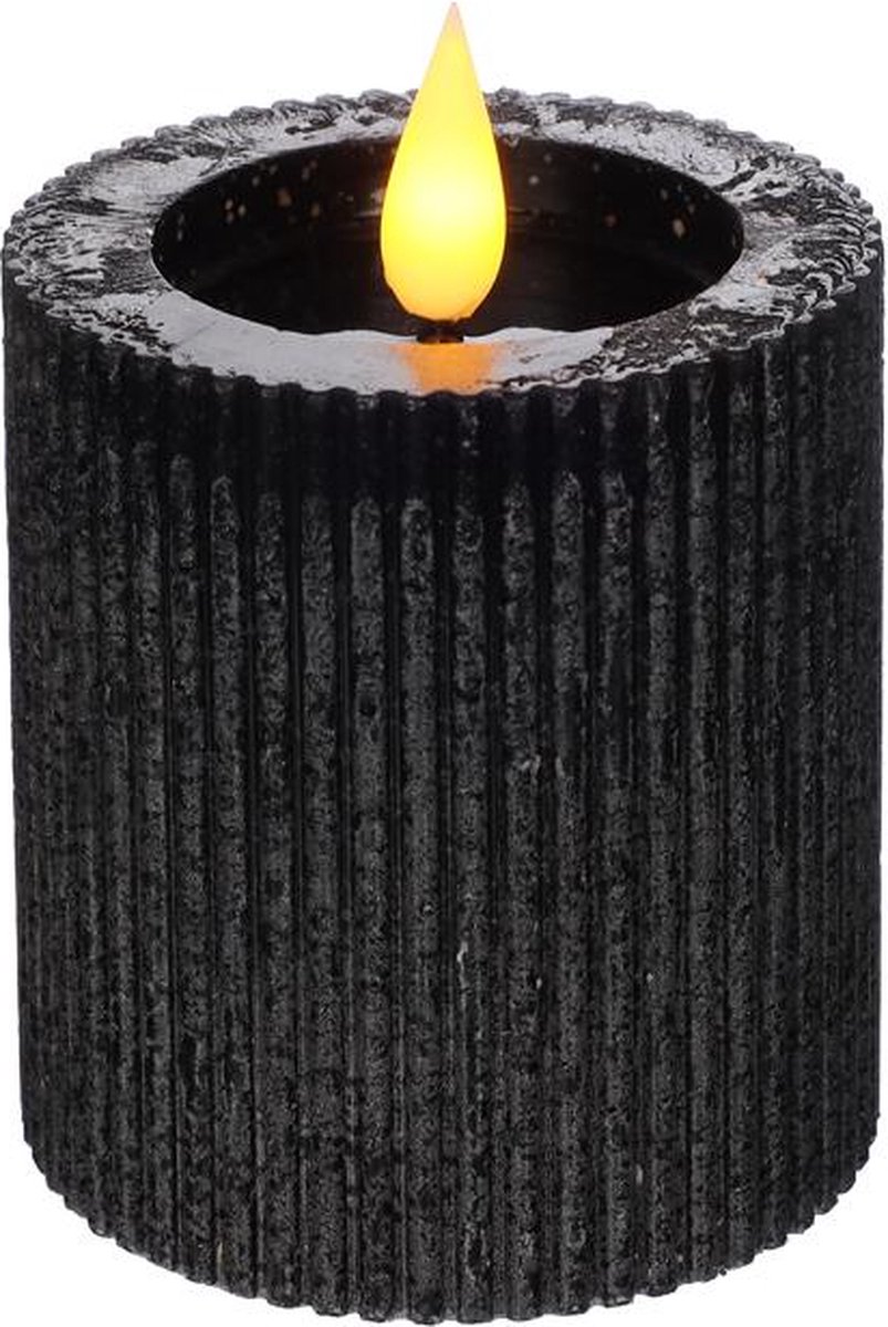 Ideas 4 Seasons - LED pilaarkaars klein - Zwart - Ø 7 cm x 7,5 cm