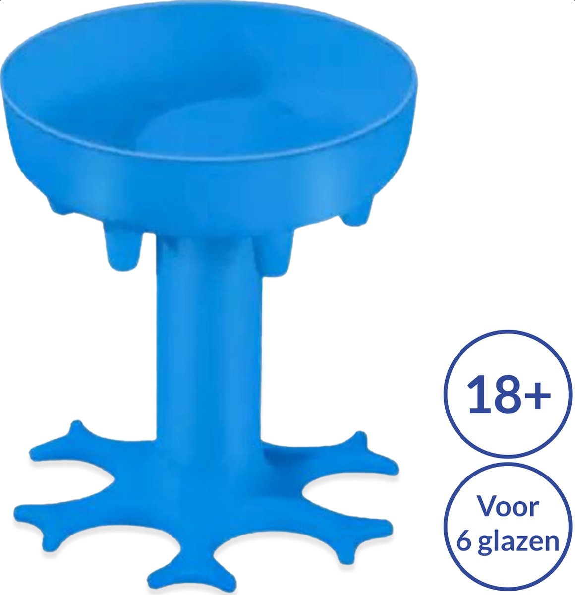 GAGATO Drankdispenser Blauw voor Alcohol - Shot Fontein voor Drankspel - Shot Dispenser voor 6 shotglaasjes