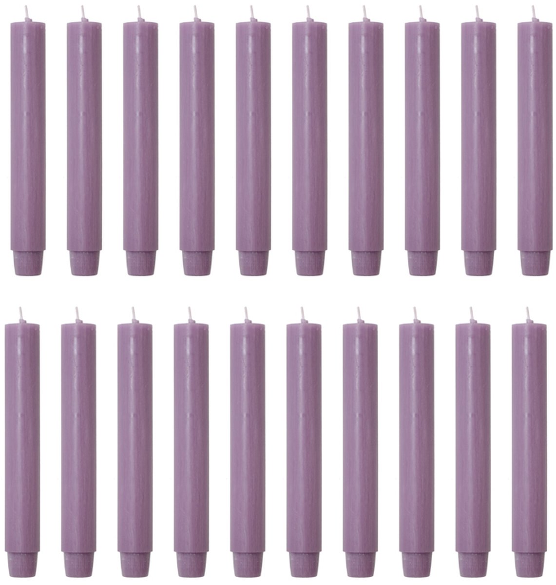 Rustik Lys chique mooie dinerkaarsen pak van 20 stuks 2.6 x 18 cm in de kleur Antiek Paars