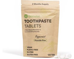 Tandpasta Tabletten | Zonder Fluriode | Zonder SLS en Microplastic | Zero Waste & Plasticvrij | Toothpaste Tablets | Handy for Travel | Fresh Mint | 120 Tabletten