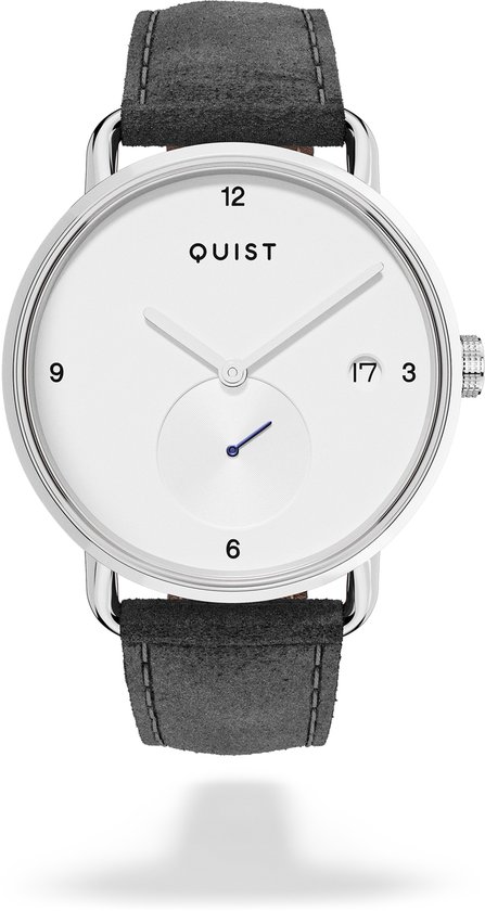 QUIST - Lott dameshorloge - grijs suede - zilver - zilverwit - 36mm