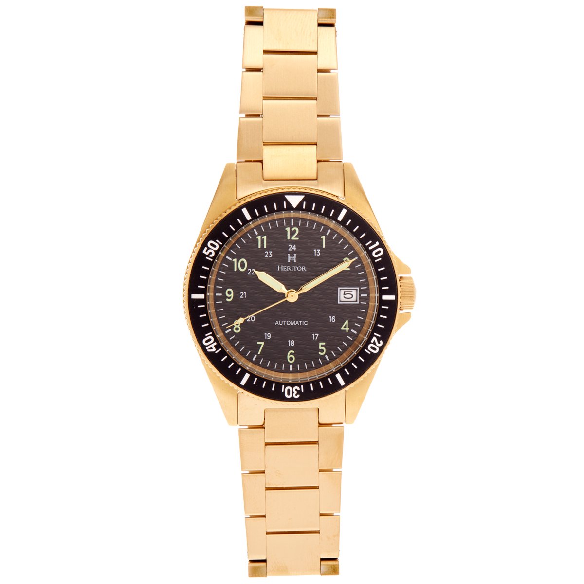 Heritor Automatic Calder armbandhorloge met datum - goud-zwart