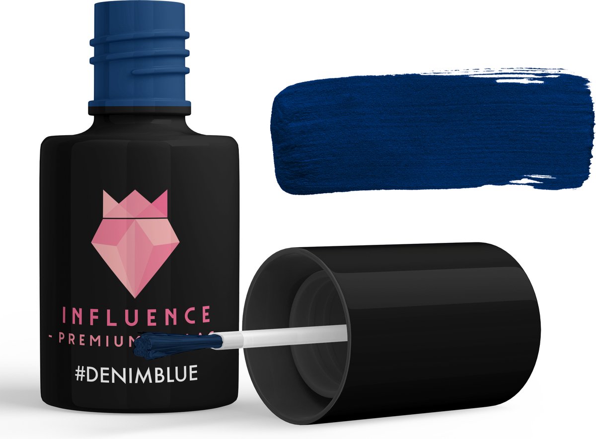 #DENIMBLUE - Influence Gellac - Blauwe gellak - Gellak blauw UV - Gellak glitter - UV Gellak - Gel nagellak - Gellac - Kado vrouw - Kerstcadeau - Kado voor haar - 10 ml