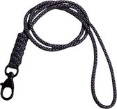 Keycords - lanyard - keycord geknoopt zwart-wit - stevig nylon - inclusief telefooncord