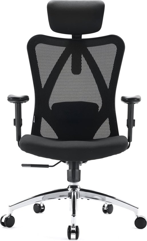 SIHOO chaise de bureau chaise de bureau, ergonomique charge maximale 150kg  ~ avec repose-pieds, noir