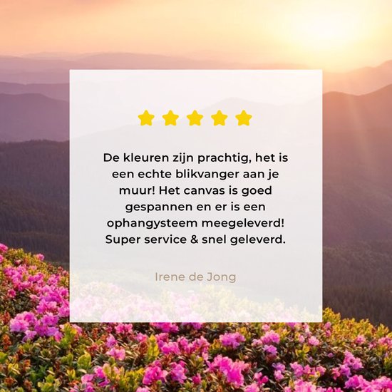 Peinture sur toile Fleurs - Berg - Coucher de soleil - Paysage - 40x30 cm - Décoration murale