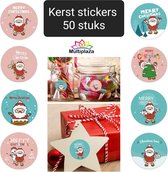 Kerst stickers "MULTIPLAZA" rond - 50 stuks - 8 soorten - merry christmas - feestdagen - kerstgroet - verzenden - bedrijf - post - kaart - kado - klanten