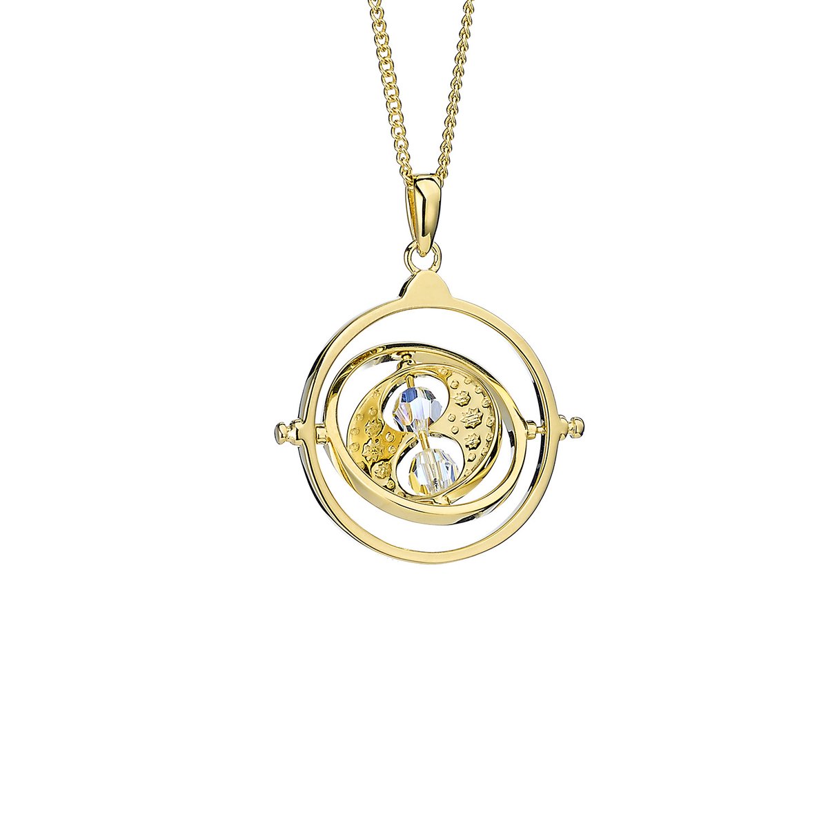 The Carat Shop - Harry Potter Time Turner Sterling Zilver Halsketting versierd met Kristallen - Verguld