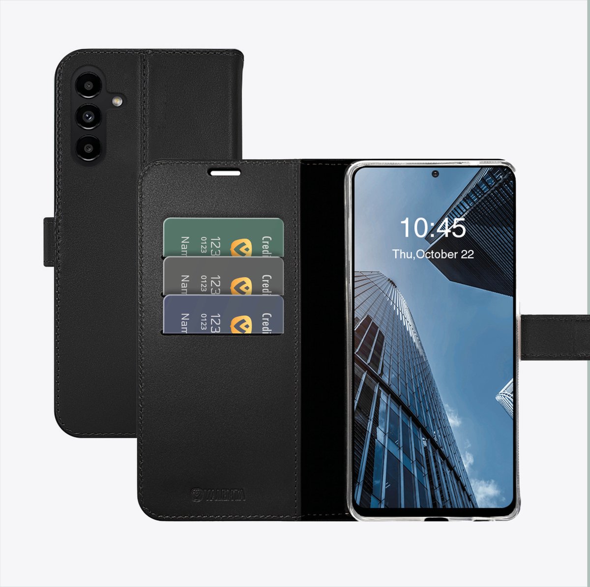 Valenta Gel Skin Samsung Galaxy A34 Book Case Leer Zwart Valenta Gel Skin Samsung Galaxy A34 Book Case Leer Zwart