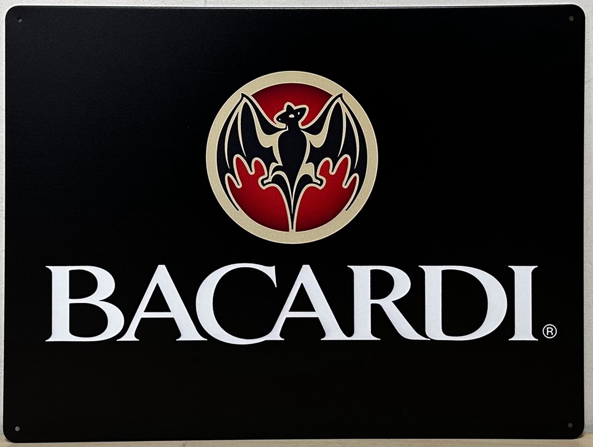 Bacardi Logo Horizontaal 40 x 30 cm Reclamebord van metaal METALEN-WANDBORD - MUURPLAAT - VINTAGE - RETRO - HORECA- BORD-WANDDECORATIE -TEKSTBORD - DECORATIEBORD - RECLAMEPLAAT - WANDPLAAT - NOSTALGIE -CAFE- BAR -MANCAVE- KROEG- MAN CAVE - 